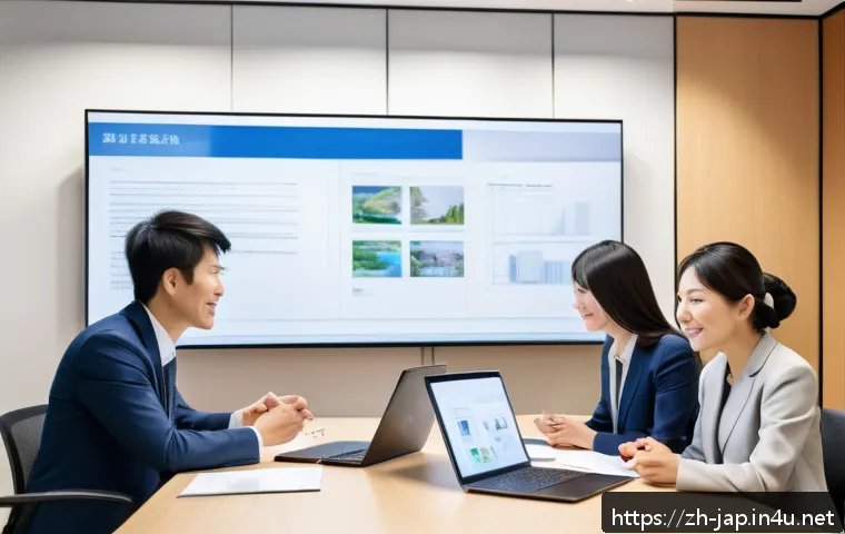 일본어가 필요한 직업 - A professional multicultural business meeting scene inside a modern corporate office, featuring dive...