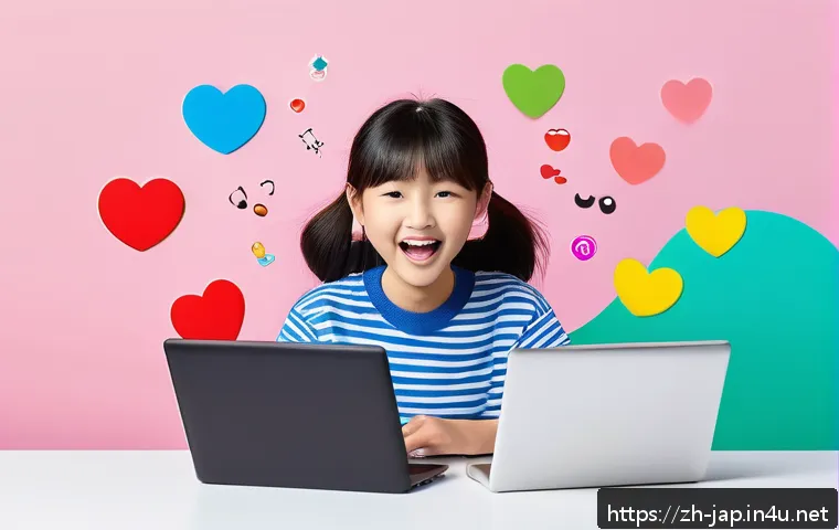 일본어 변화 및 최신 트렌드 - A vibrant social media scene featuring young Chinese-speaking users typing playful Japanese kana tex...
