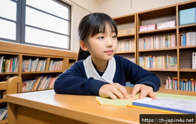 일본어 한자 단어 목록 - A vibrant educational scene showing a young Chinese learner sitting at a desk with Japanese study ma...